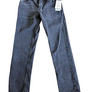 H&M Woman’s Straight Reg Fit Mid Waist Coupe Droite & Denim Blk Wash Jeans Sz 6